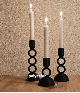 Modern Matte <b>Black</b> Taper Candle Holder Metal Nordic Dinner Table <b>Candlestick</b> Stand Minimalist Wedding Centerpiece - Product Image 4