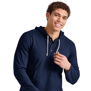 เสื้อฮู้ด Henley ของผู้ชายแบบพรีเมี่ยม100% ผ้านิ่มโพลีเอสเตอร์และดีไซน์คลาสสิกย้อมสีล้วนเพื่อความสบายในชีวิตประจำวันในฤดูหนาว - Product Image 1