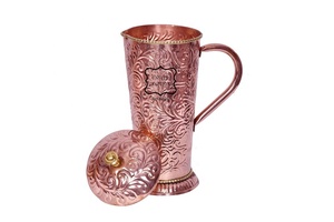 Juego de jarra de cobre para agua potable, logo personalizado, torre en relieve, 2 litros, regalo de boda, Amazon - Product Image 2