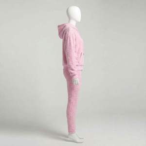 Custom Women <b>Pink</b> Velour Zip Up Tracksuit Hooded <b>Sweatshirt</b> Jogger Set Casual Streetwear Sportswear Two Piece Apparel - Product Image 2