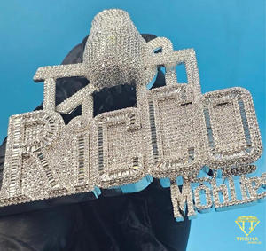 <b>Custom</b> Airplane <b>Name</b> Pendant Moissanite Diamond Iced Out Hip Hop <b>Necklace</b> Bling Jewelry Gift - Product Image 2
