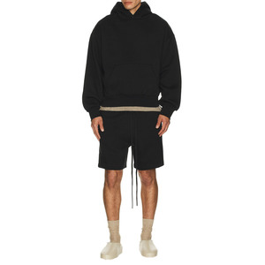 Conjunto de Sudadera con Capucha y Pantalones Cortos de Forro Polar Grueso para Hombre, Estampado Personalizado, Transpirable, 100% Algodón, Impresión por Transferencia de Calor - Product Image 1