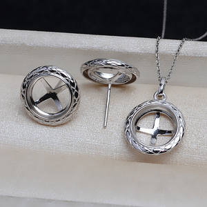 S925 Silver Needle 10mm Pearl Horse Shell Flat Bottom Empty Pendant <b>Earring</b> <b>Holder</b> DIY Jewelry Findings Components 4071 - Product Image 1