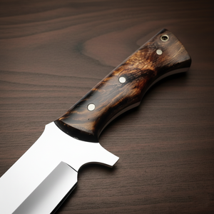 Couteau de chasse Bowie de survie en plein air DIY OEM de haute qualité, lame en acier Damas, pointe clip, manche en bois, 18 pouces - Product Image 5