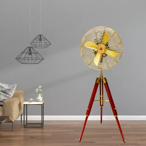 Vintage <b>Retro</b> Wooden Tripod Pedestal Fan Industrial Mechanical Floor Fan Unique Collectible <b>Decor</b> for Hotel Garage Outdoor Use - Product Image 3