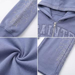 Ensemble de survêtement bleu à capuche pour femme avec logo Saints en strass, sweat-shirt et pantalon décontractés à manches longues coupe ample, idéal pour l'automne - Product Image 6