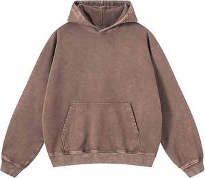 Men's <b>Black</b> Hooded Oversized <b>Sweatshirt</b> With Pocket Solid Color French Terry Knitted Casual Autumn Wear - Product Image 6