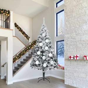 Ensemble de boules de Noël en plastique blanc, 4 pièces, décorations rondes pour arbre, décorations de fête - Product Image 1