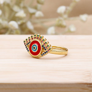 Wholesale Gold Plated Sterling Silver CZ Devil's Eye Fine <b>Ring</b> Jewelry Red Enamel <b>Adjustable</b> Women <b>Ring</b> Jewelry Gift Party - Product Image 4