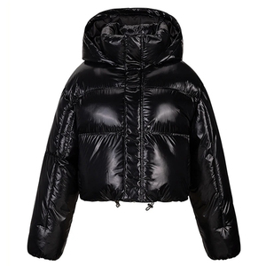 Women's Winter Warm Bubble <b>Puffer</b> <b>Jacket</b> Breathable Nylon Coats with Shiny Light Zipper Closure Printed Pattern <b>Crop</b> Style Women - Product Image 1