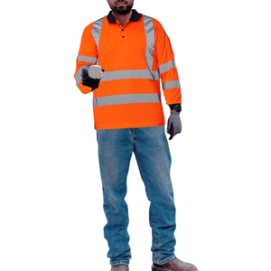 เสื้อกั๊กสะท้อนแสงสำหรับผู้ชาย แขนยาว เสื้อก่อสร้างแบบมองเห็นได้ชัดเจน เสื้อทำงานสีนีออนสะท้อนแสง แขนยาว - Product Image 2