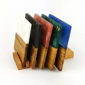 Premium Wooden Resin Coaster Set with Natural Acacia Wood Heat Resistant Eco-Friendly Contemporary Design for Home & Restaurants - Product Image 4