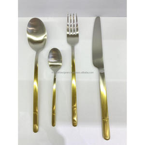 Vente en gros service de couverts américains sans rayures service d'argenterie de qualité minimaliste kit de couverts fantaisie décoratifs 6 pièces or/argent - Product Image 2