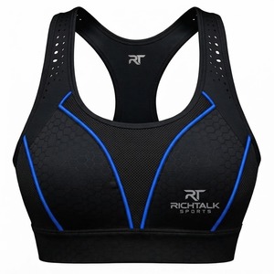 Women's Racerback <b>Brassiere</b> High Support Quick Dry Breathable Mesh Contrast Stitch Scoop Neck Yoga Sports Bra - Product Image 2