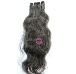 Mèches de cheveux humains indiens Remy ondulés gris naturel, double trame machine, 100g - Product Image 2
