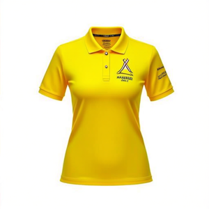 เสื้อโปโลกอล์ฟสีเหลืองสำหรับผู้หญิงไซส์พลัส แขนสั้น พร้อมลายพิมพ์ - Product Image 3