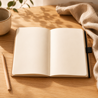 Carnet en cuir à grain de bois naturel LABON A5, pages vierges professionnelles, pour logo personnalisé, esthétique écologique, minimaliste, pour le bureau