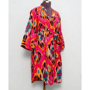 Vestido hecho a mano para mujeres y niñas, camisa india de algodón con estampado ikat, camisón largo, maxi, suave, cómodo, vestido de novia, venta al por mayor - Product Image 5