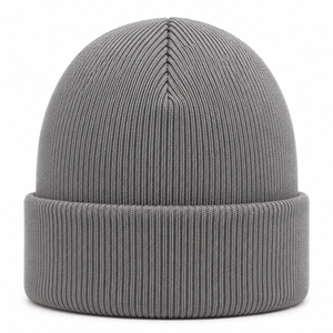 Gorro de Punto Gris Unisex, 100% Acrílico, con Borde, Color Sólido, Casual, Cálido para Invierno, para Adultos, Talla 56-58CM - Product Image 1