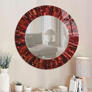 <b>White</b> Handmade Contemporary Engineered Wood Decorative Wall <b>Mirror</b> Geometric Cutout <b>Frame</b> Living Room Bedroom Bathroom REHMAN - Product Image 5