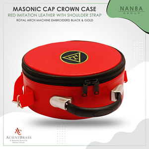 Estuche para Gorra de Capítulo del Arco Real de la Francmasonería, de Piel Sintética Roja, Marca NANBA Group, con Cierre de Cremallera, Ligero, Blanco - Product Image 3