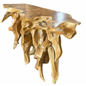 Table console en racine de teck massif, style rustique naturel, best-seller, table d'entrée en racine de teck Dhifa, forme exotique, pour hall d'hôtel de luxe - Product Image 6