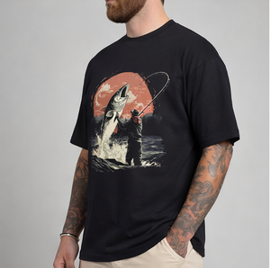 T-shirt de pêche vintage « Born to Fish Forced to Work » pour la pêche au bar à grande bouche - Product Image 3