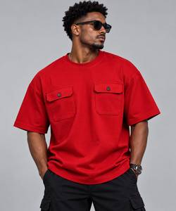 Camiseta de Manga Corta con Cuello Redondo Azul Marino para Hombre, con Dos Bolsillos en el Pecho, Corte Regular, Algodón Jersey, Ropa Casual - Product Image 5