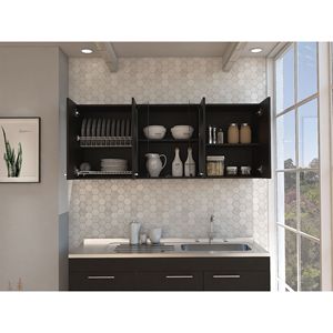 Armadio a Muro Nero di Qualità Superiore da 150mm con Doppia Porta e Vetro, Quattro Ripiani Interni per Uso in Cucina - Product Image 5