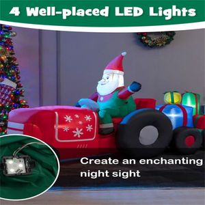 Décoration de Noël gonflable de 9 pieds de long avec ampoules LED colorées, boutique de pain d'épices et Père Noël, guirlande lumineuse pour extérieur, décorations de jardin pour les fêtes - Product Image 4
