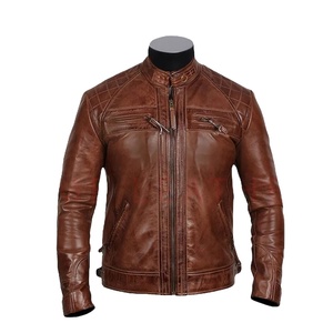 OEM personalizado de alta calidad de piel de oveja chaqueta delgada de los hombres nuevo estilo de motorista de moda con capucha cremallera cuello Reversible directo - Product Image 1