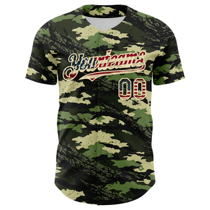 Full Button Camo Printed Baseball Jersey Moisture Wicking Breathable 100% Polyester Short Sleeve Team Uniform for Summer/Winter - Product Image 2