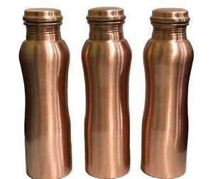 Set Of <b>3</b> Design New Copper <b>Water</b> <b>Bottles</b> In All Sizes Available Reusable With Lids Portable Minimalist Design Travel Use - Product Image 1