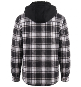 Veste à capuche en polaire à carreaux noirs pour homme, vêtement d'extérieur décontracté en flanelle à carreaux, coupe ajustée, manteau d'hiver de qualité supérieure, parka épaisse - Product Image 3