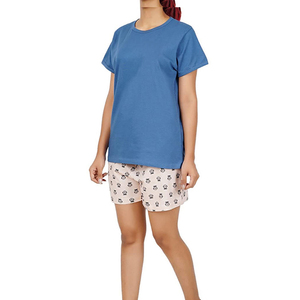 Custom Printing Women's Cotton Streetwear Regular Fit Tee Shirt Shorts Suits Solid Custom Logo T-Shirts Shorts <b>Set</b> Casual - Product Image 1