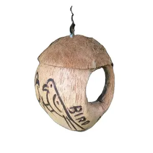 Moustiquaire en coquille de noix de coco naturelle, coquille de noix de coco, faite à la main, nid d'oiseau, maison à bas prix, accessoires en coquille de noix de coco pour animaux domestiques