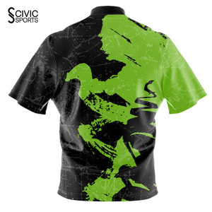 Wholesale Custom 100% Polyester Fabric Quick Dry Sublimation Zipper Bowling Polo <b>Shirts</b> Competition Dart <b>Shirts</b> - Product Image 6