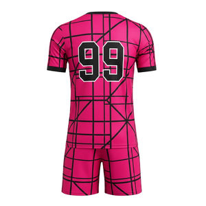 Uniforme de Fútbol Americano Personalizado 100% Poliéster Sublimado, Conjunto de Camiseta y Pantalones Cortos Rosa, Tallas Grandes, Unisex, Transpirable, Antibacterial, Protección UV - Product Image 2