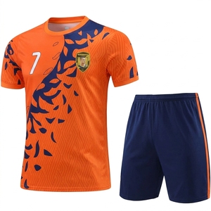 Custom Football Men's Soccer Jersey 100% Polyester <b>Mesh</b> Breathable O-Neck Short Sleeve Summer Football Uniform Elastic Waist - Product Image 5