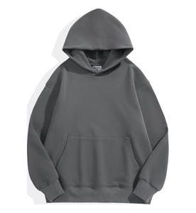 Unisex <b>Navy</b> Blue Hooded <b>Sweatshirt</b> Oversized Fit Solid Color Cotton Fleece Casual Winter Wear Pocket Design Anti-Shrink Acid - Product Image 3