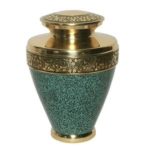 Urna Funeraria de Latón Pulido Grabado en Verde para Cenizas de Adultos, Estilo Americano/Europeo - Product Image 3
