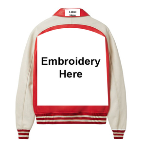 Veste universitaire en cuir rouge pour homme avec broderie, col montant, coupe classique, style décontracté d'hiver, fermeture à un bouton - Product Image 6