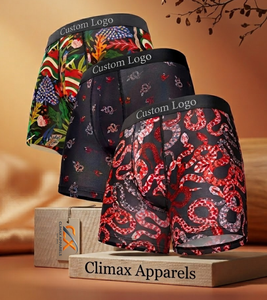 ODM <b>Custom</b> Private Label Logo Waist Digital Printed Classic Rise Breathable 100% Cotton <b>Boxer</b> Briefs for Men Factory Direct - Product Image 1
