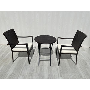 BL00042 Ensemble bistrot moderne en osier 3 pièces avec table pliante et 2 chaises pour appartement et hôtel, utilisation en extérieur - Product Image 1