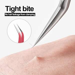 Pinzas de Acero Inoxidable para Extensión de Pestañas, Etiqueta Personalizada, Herramientas de Belleza al por Mayor con Puntas de Volumen y Fibra en Venta - Product Image 5