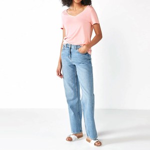 เสื้อยืดผู้หญิง แขนสั้น ผ้าฝ้าย 100% หนานุ่ม เป็นมิตรต่อสิ่งแวดล้อม ยับยาก สีพื้น ใส่สบายๆ ทรงปกติ สำหรับฤดูร้อน รับผลิตแบบ OEM ODM - Product Image 1