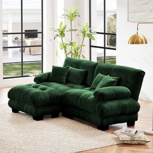Divano Sezionale a 2 Posti in Ciniglia Cloud Couch con 2 Cuscini Lombari e 2 Cuscini Decorativi, Ampio e Imbottito per Soggiorno - Product Image 2