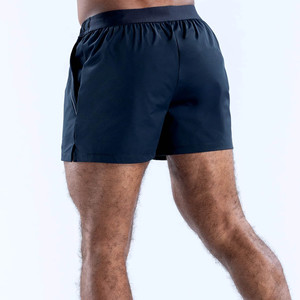 Pantalones Cortos Deportivos Negros de Último Diseño para Hombre, con Logotipo Personalizado, Cintura Elástica y Bolsillos con Ribete - Product Image 2