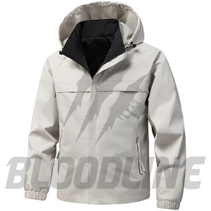 Chaqueta con Capucha Negra para Hombre Bloodline, Chaqueta Táctica Impermeable para Exteriores, Manga Larga, Logotipo Frontal Impreso, para Todas las Temporadas - Product Image 3