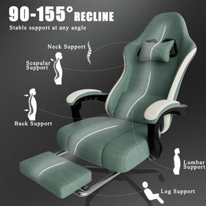 Sedia da Gaming Ergonomica con Cuscino a Molle Insacchettate, Poggiapiedi, Supporto Lombare Regolabile, Tessuto Traspirante e Resistente, Sedia da Computer - Product Image 4